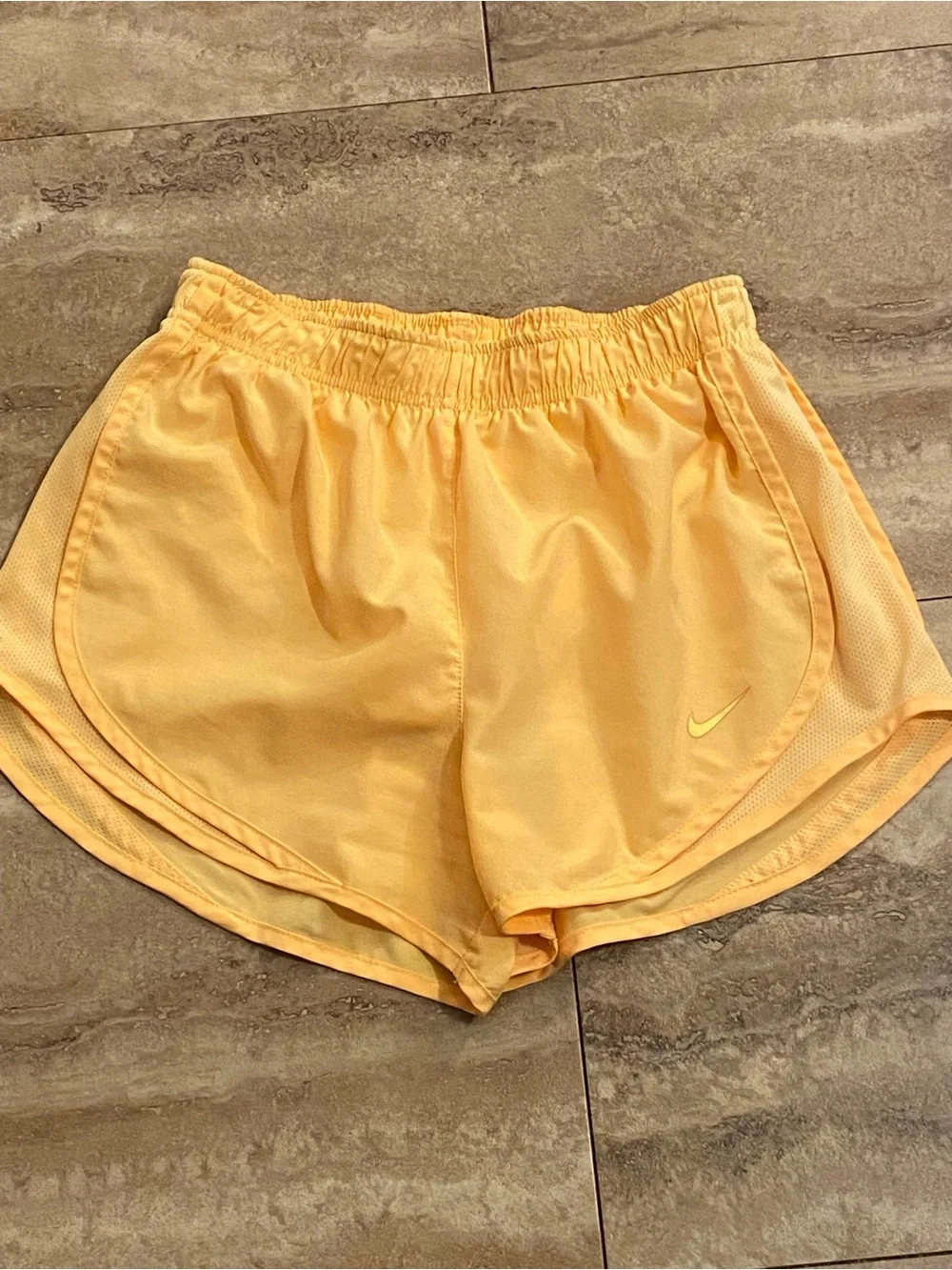 Nike Women's Yellow Dri-FIT Running Shorts Lining